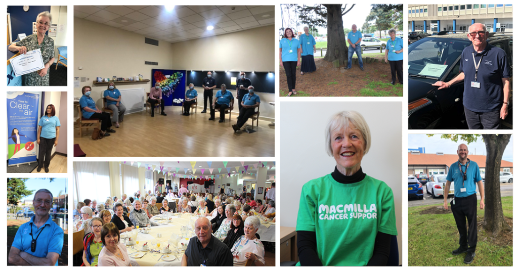 A collage of photographs of different volunteers.