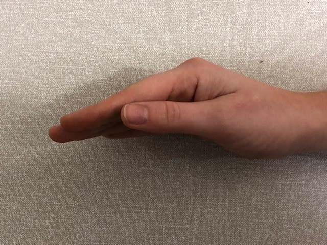 Range of motion image. Thumb exercise.