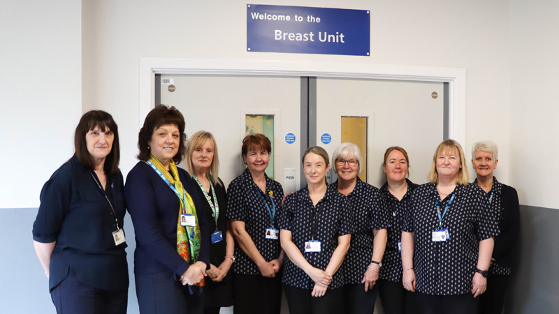 Our breast screening admin staff stood outside the North Tees unit.
