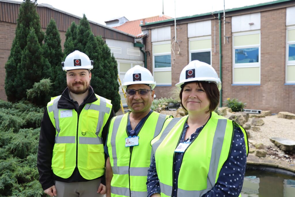 Geoffrey Robinson site manager Tony Smith, Anil Agarwal, consultant surgeon and Care Group Manager Alison Coates (10)