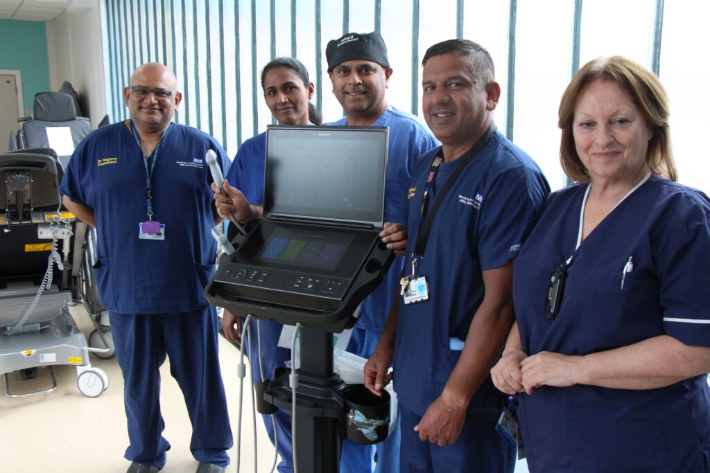 Consultant anaesthetists Swadeep Vellore, Dr Kavitha Manoharan, Subramani Diwakar, Tariq Azad and theatre matron Karen Ansbro.