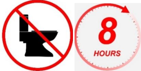 not using the toilet for 8 hours