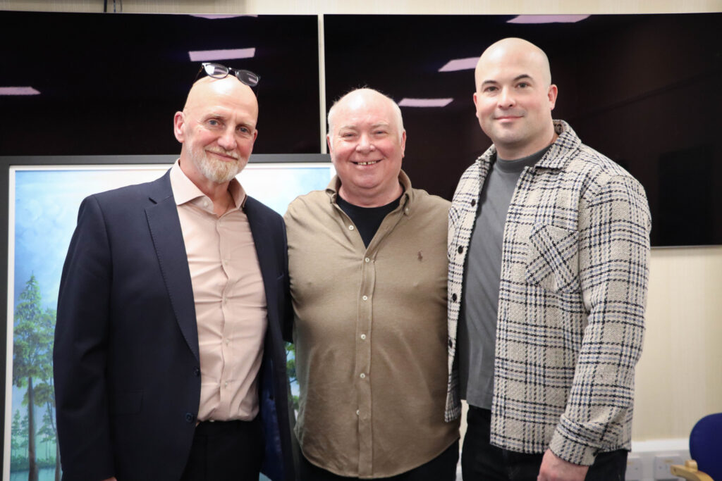 Grandad (pops) Andrew Smith, with Mackenzie Thorpe and Owen Thorpe.