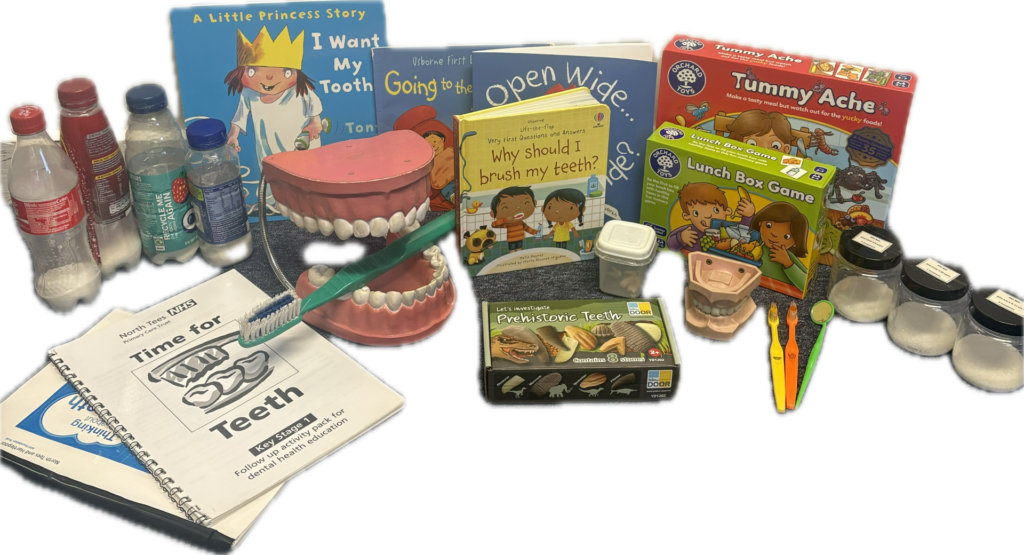 Example of resource items you will find in the KS1 dental resource box.