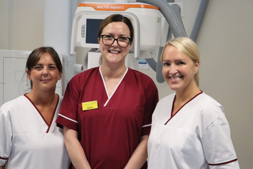 Diagnostic radiographer Catrina Madden, Advanced radiographer practitioner Marie Bennett and diagnostic radiographer Joann Coles