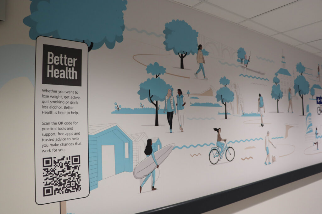 Some of the health messaging vinyl that now features across the Tees Valley Community Diagnostic Centre