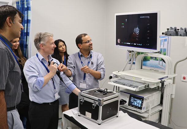 Staff trialing new endoscopy equipment