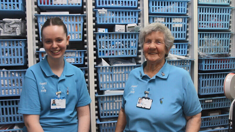 Volunteers Emily and Ann.