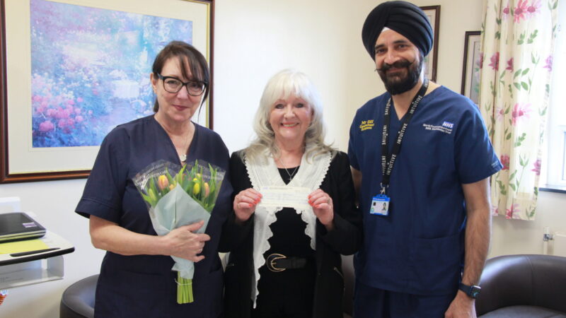 Jackie Hooks (centre) with Gill Trainer and Mr Talvinder Gill.