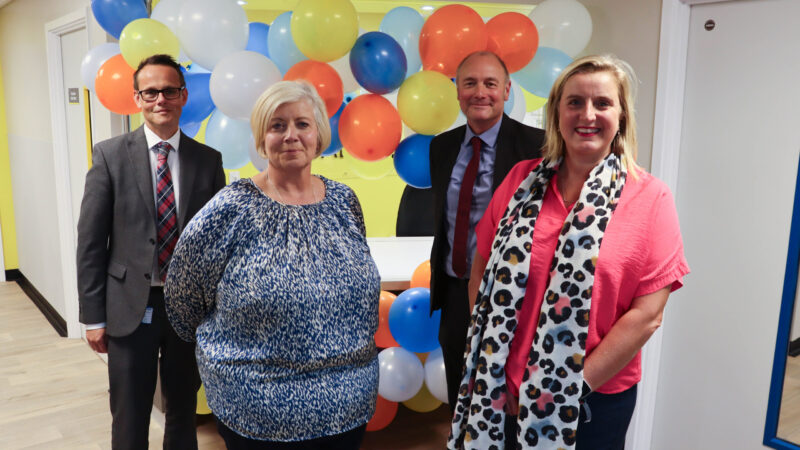 Gary Wright, Stacey Hunter, Darren Hankey and Pamela Hargreaves at the launch of the health and social care academy.