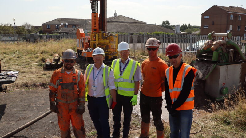 People stood in Hartlepool by new site of green works.