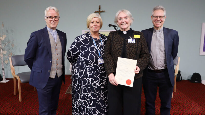 (Left to right) Revd. Paul Neville, Stacey Hunter, Jane Easterby and the venerable Rick Simpson.