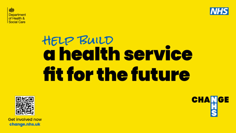 Graphic reads: "Help build a health service fit for the future".