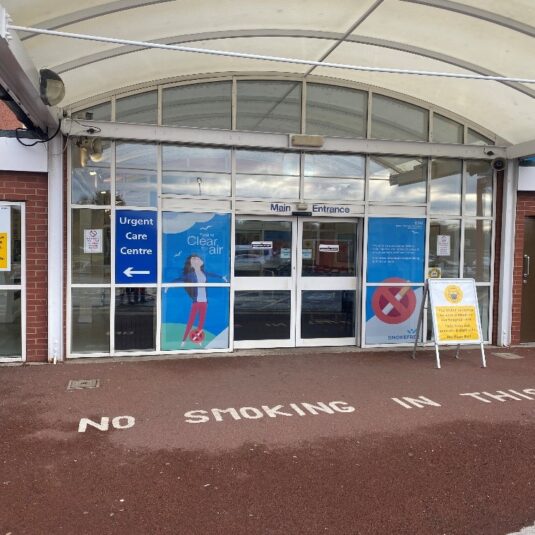main entrance of University Hospital of Hartlepool