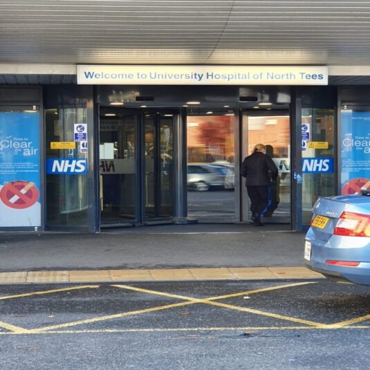 main entrance of University Hospital of North Tees