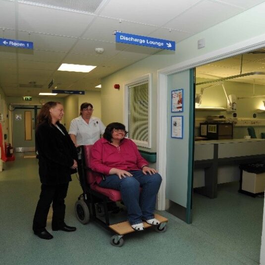 Patient is transported to discharge lounge so they can go home