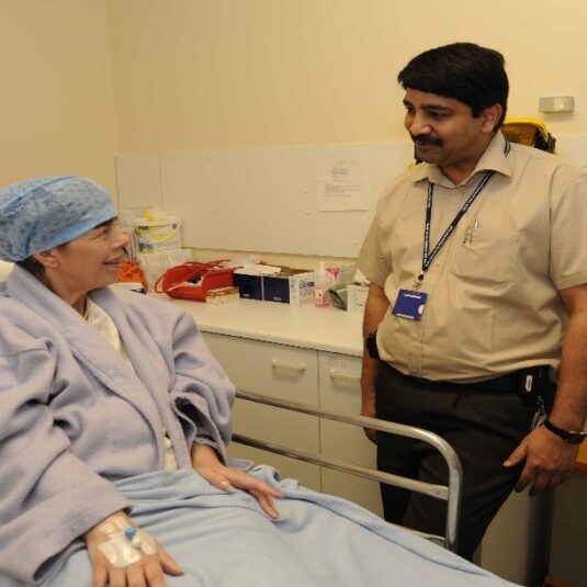 Anaesthetist goes through what will happen with a patient