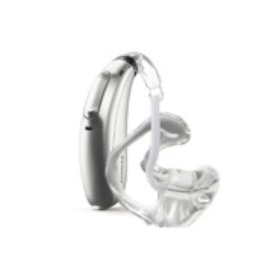 moulded silver hearing aid