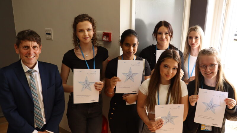 Students at awards event.
