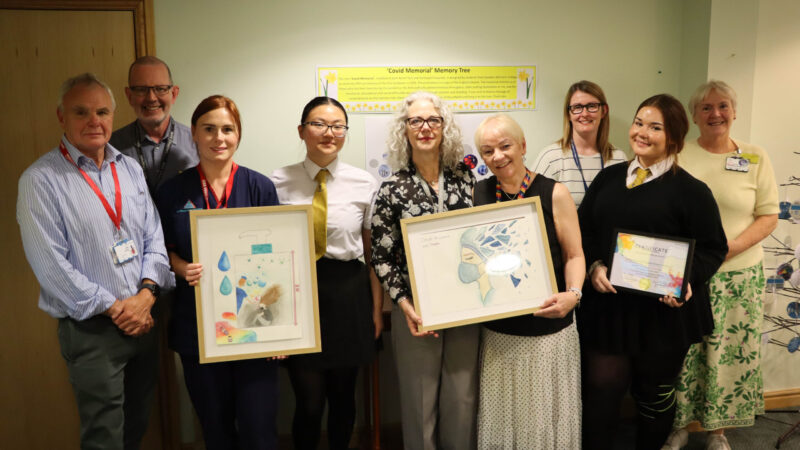 St Hild students and colleagues at ceremony at the University Hospital of Hartlepool.