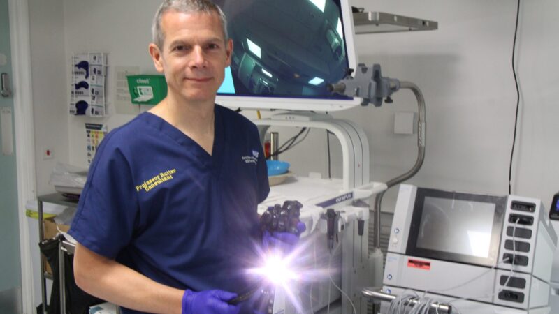 Matt Rutter with medical equipment