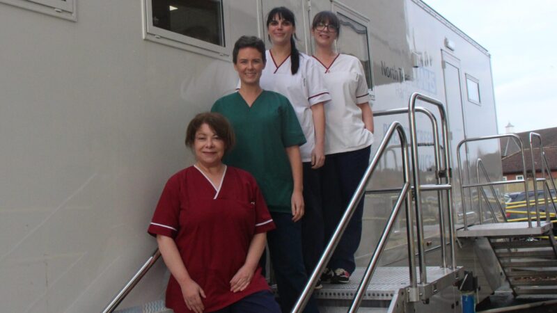 The team outside the breast unit at University Hospital of North Tees