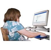 person sits at computer