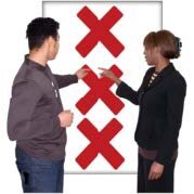 two people point at things done badly