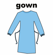 a blue hospital gown