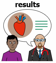 doctor tells patients their heart results