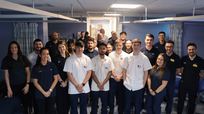 Students with members of the iMSK pysiotherapy team.