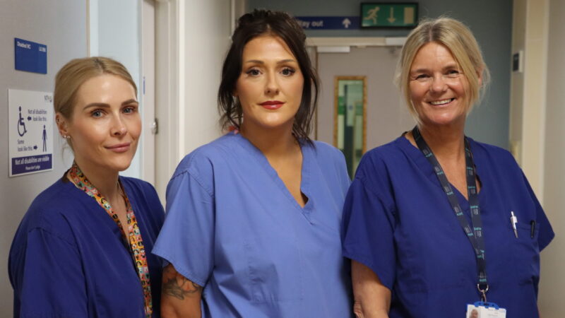 Joanne Forsyth, Terri Cartwright and Caron Evans who are now performing trans-perineal prostate biopsies at North Tees.