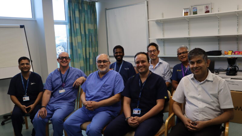 Professor Okasha with colleagues at the University Hospital of North Tees