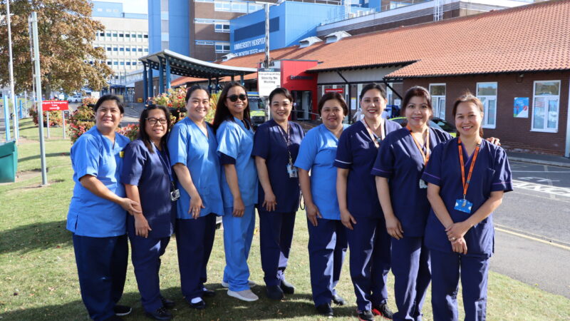 Nurses from Philippines outside North Tees hospital.