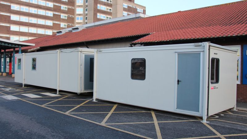 Testing pods installed at the University Hospital of North Tees